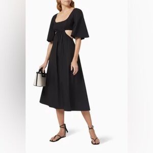 NEW. Matthew Bruch Flutter Sleeve Cut-out Midi Dress. NWT